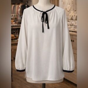Tommy Hilfiger White Blouse with Black Trim